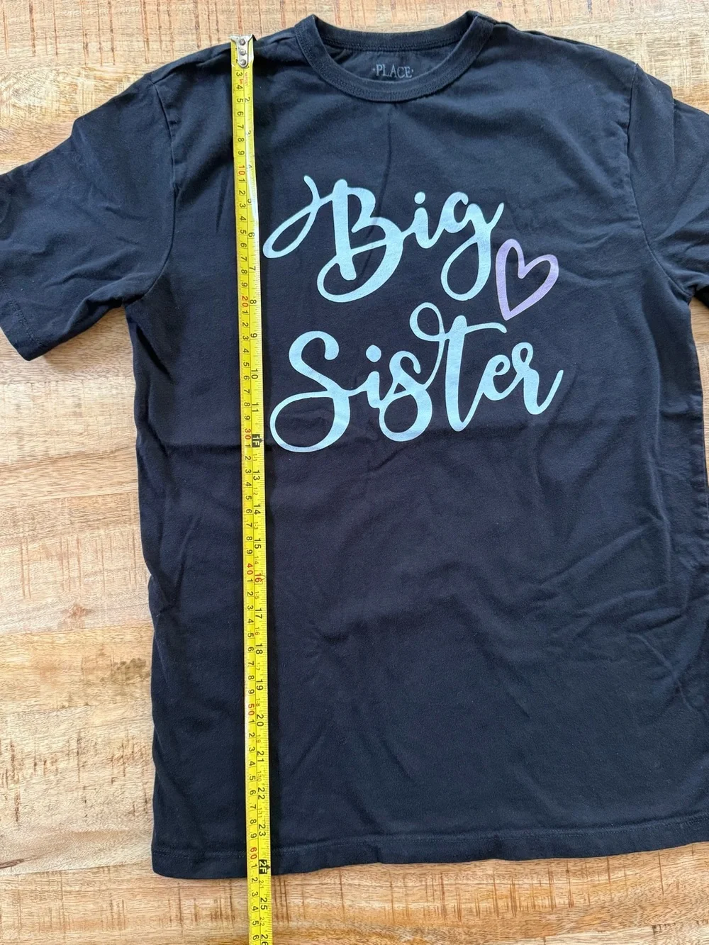 The Children’s Place Big Sister Graphic Tee Black Short Sleeve Youth XL 14 Cute